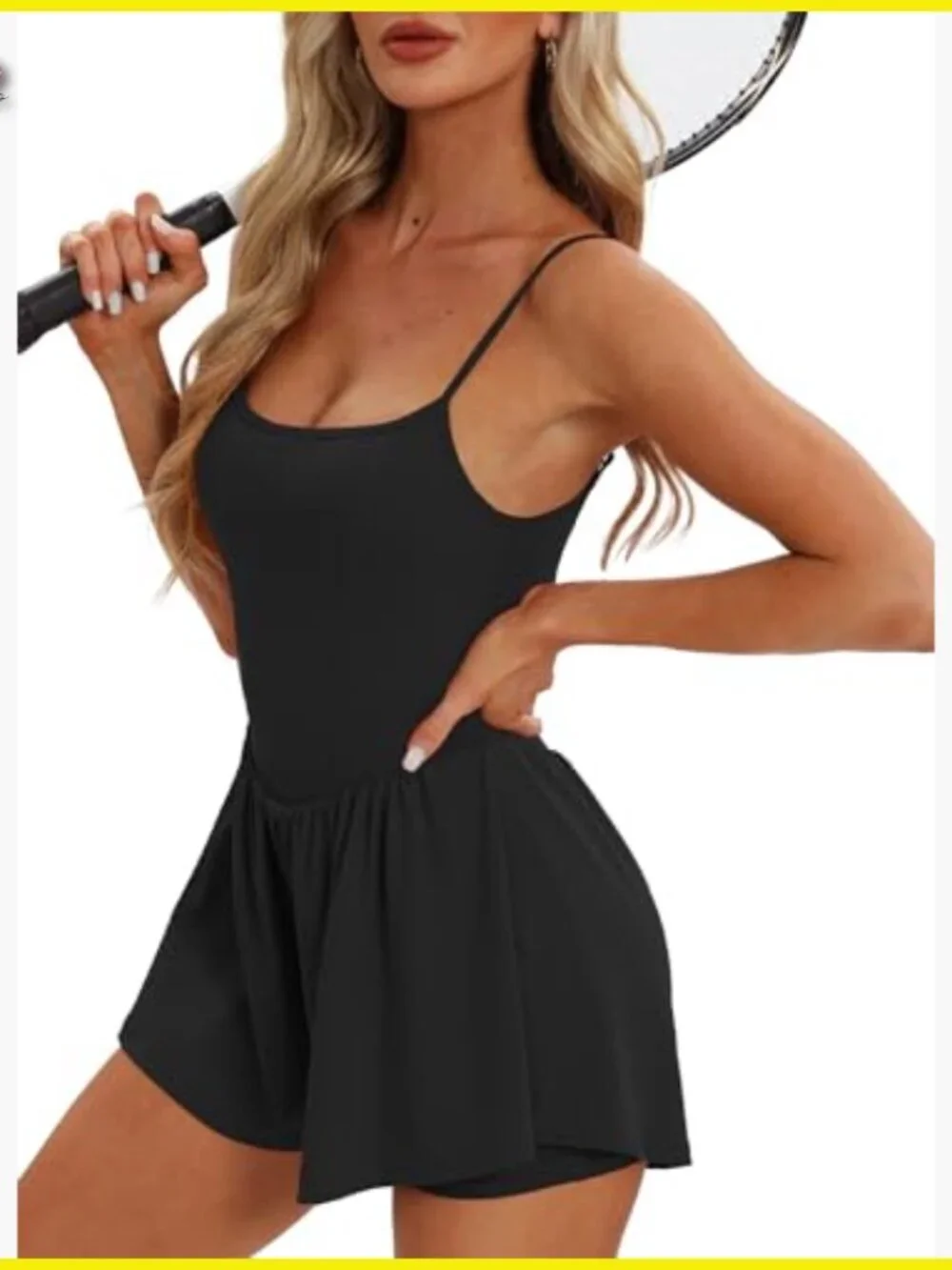 Sleeveless Athletic Romper Spaghetti Strap Double Lined Shorts Jumpsuit Summer
